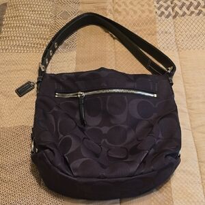 Authentic Coach Black Fabric Signature Shoulder Bag